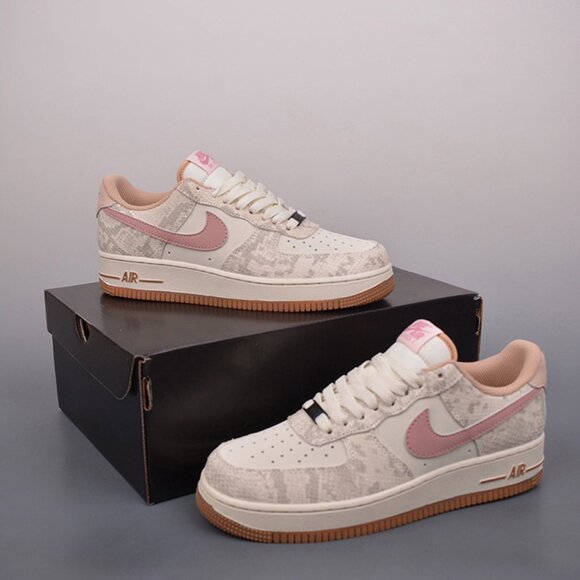 Nike Air Force 1 Low Off Noir Snakeskin Cream Brown - Picture 1 of 9